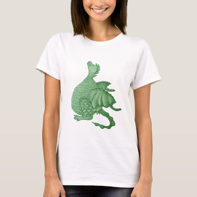 mytisk fantasi-varelse söt grönt drake tee shirt (Framsida)