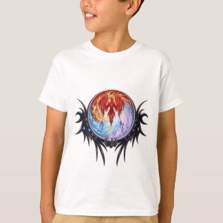 Mytisk Fenix Eld och Is Tribal  T Shirt