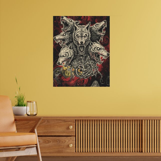 Mytisk flervarvig varg i mörka virvlar poster (Vardagsrum 2)