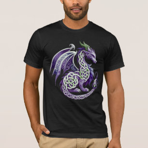 Mytisk lila keltisk drakfantasiart t shirt