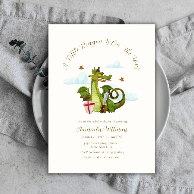 Mytisk liten Dargon-moln-stjärna-barnkalas Inbjudningar (Mythical Little Dargon Cloud Star Baby Shower Invitation)