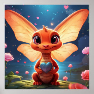 *~* Mytiska AP48 Söta Babydrake Kärlek Poster