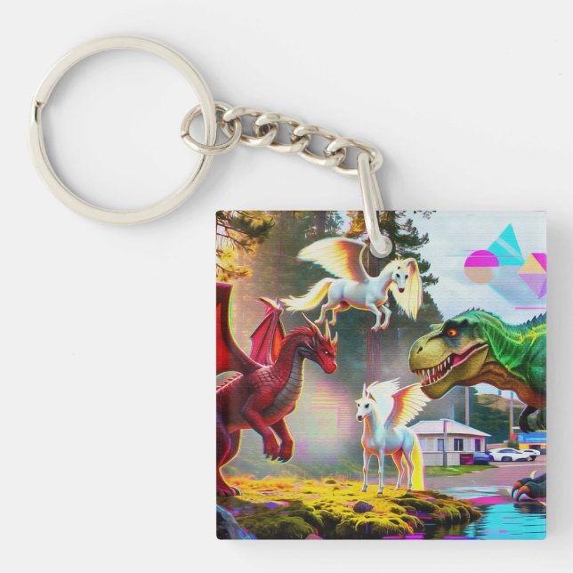 Mytiska och förhistoriska Pegasus, Drakon, Dinosau (Framsidan)