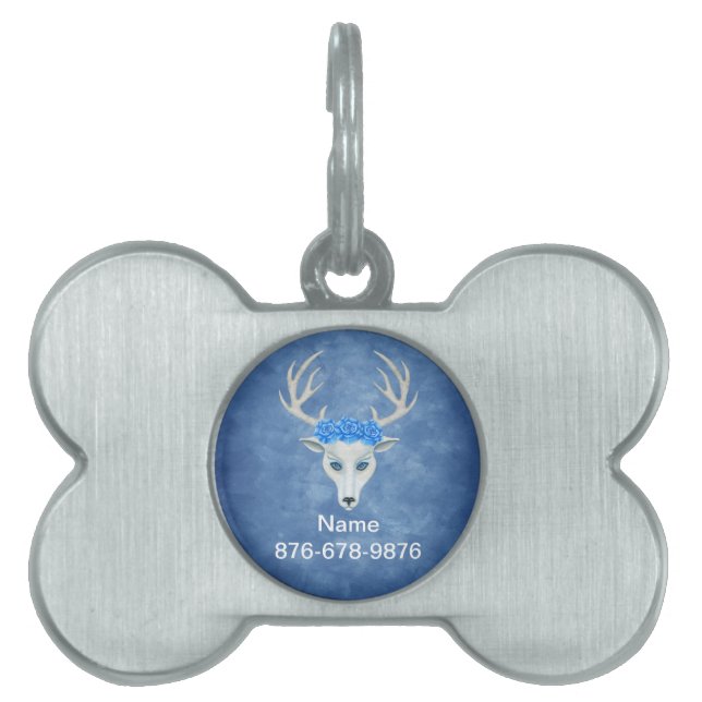 Mytivit Hjort huvud med Ro Antlers Blue ID-bricka Husdjur (Framsidan)