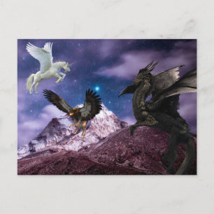 Mytologi Drak Griffin Enhörning Pegasus Vykort