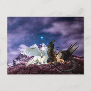Mytologi Drak Griffin Enhörning Pegasus Vykort