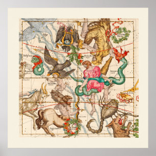 Mytologi Medieval Astronomy Vintage Art Poster