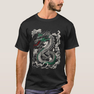 Mytologisk Dragon Tattodesign med svart T Shirt