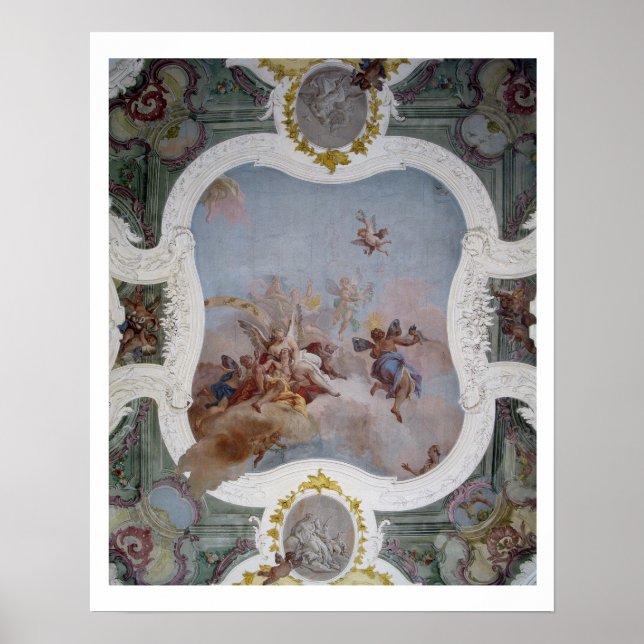 Mytologisk scen med zodiak (fresco) poster (Framsidan)