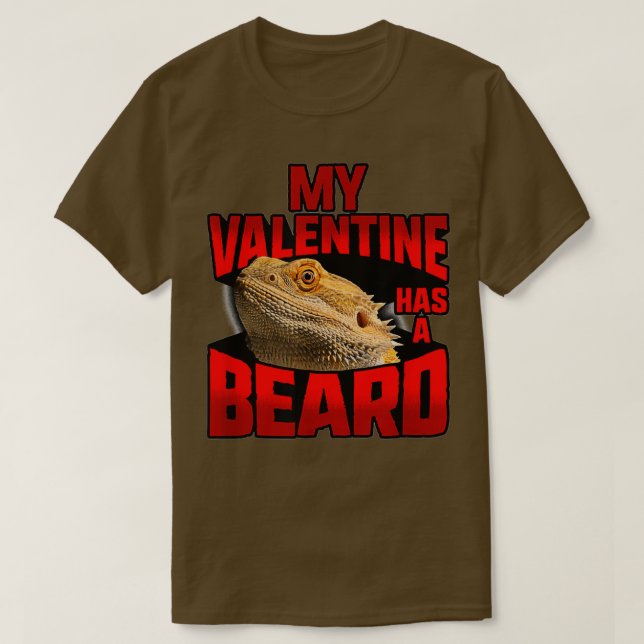 MyValentineHasABeardBeardedDragonValentinesDayShir T Shirt (Design framsida)