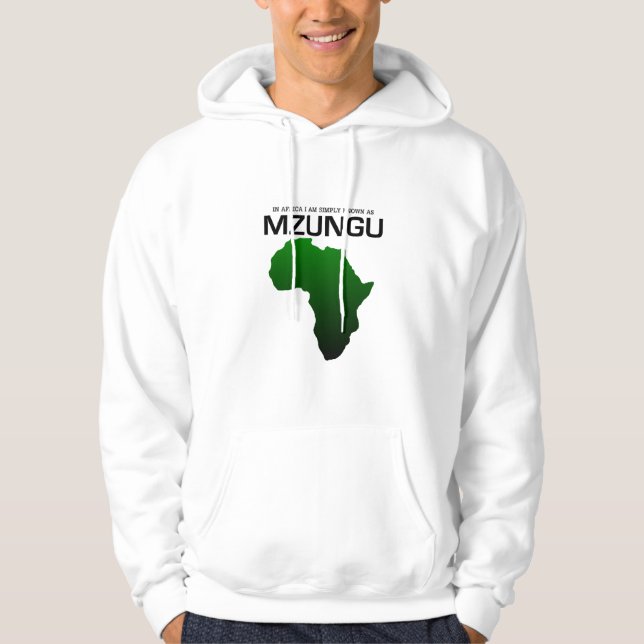 Mzungu i afrika tröja med luva (Framsida)