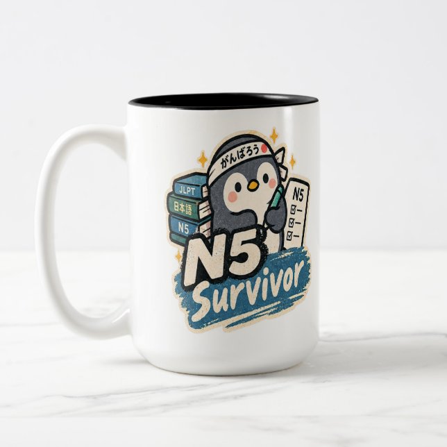 N5 Söt Pingvin-överlevnadsdesign Två-Tonad Mugg (Vänster)