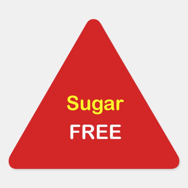 n72 - Livsmedelsmärkning ~ SOCKERFRI. Triangelformat Klistermärke (Framsida)