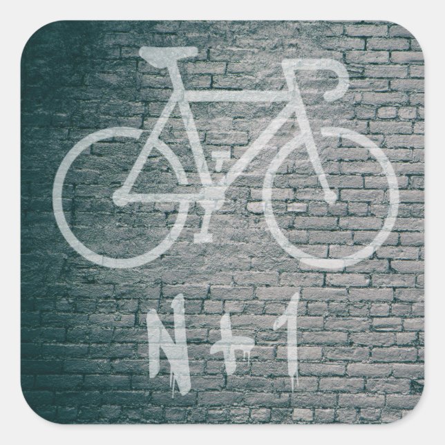 N+1 Bike Graffiti Fyrkantigt Klistermärke (Framsida)