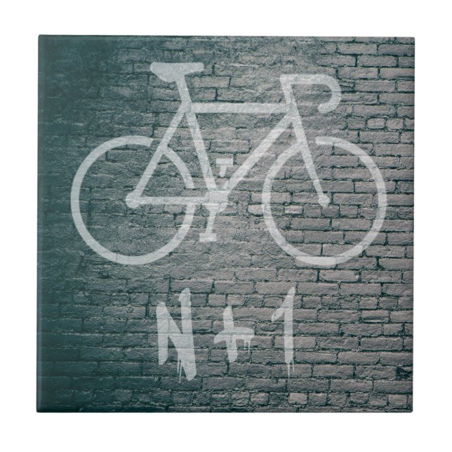 N+1 cykelgrafitti kakelplatta (Framsidan)