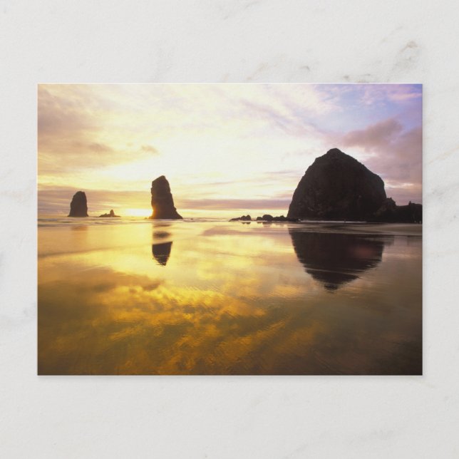 N.A., USA, Oregon, Cannon Beach Sunset med Vykort (Framsida)
