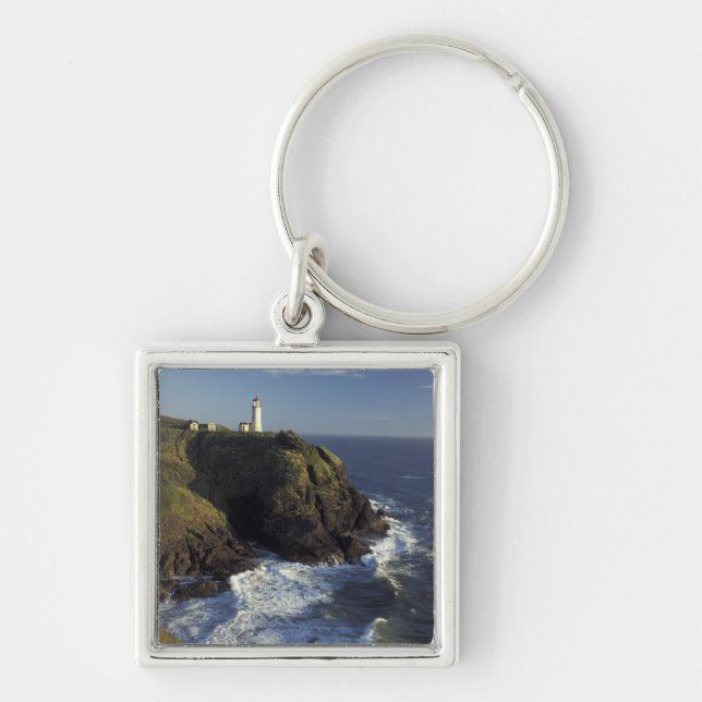N.A., USA, Washington, Cape Disappointment State Fyrkantig Silverfärgad Nyckelring (Framsidan)