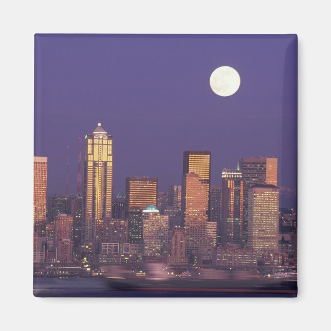 N.A., USA, Washington, Seattle Seattleutsikt Magnet (Framsidan)