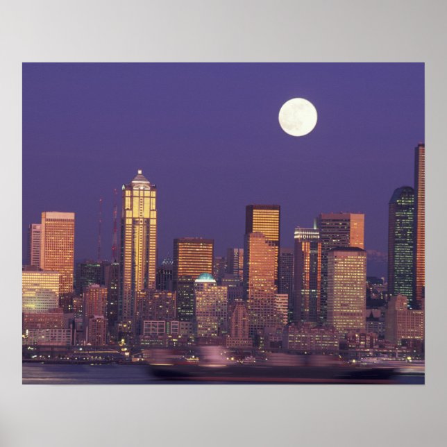 N.A., USA, Washington, Seattle Seattleutsikt Poster (Framsidan)