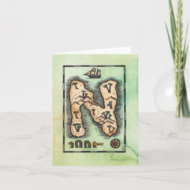 ’N’ Alphabet Treasure Island Greeting Card Kort (Framsida)