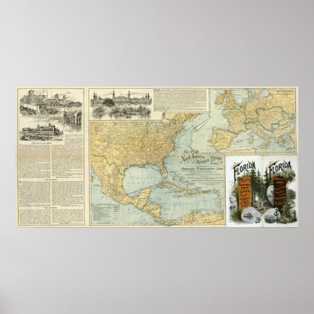 N Amerika, W Europe Passagerare linjer Poster (Framsidan)