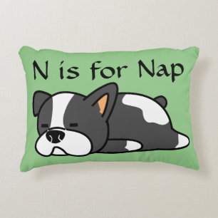 N är för Nap dekorativ kudde för valphund