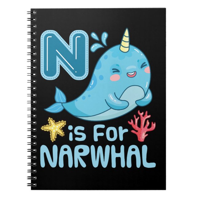 N är för Narwhal Anteckningsbok (Framsidan)