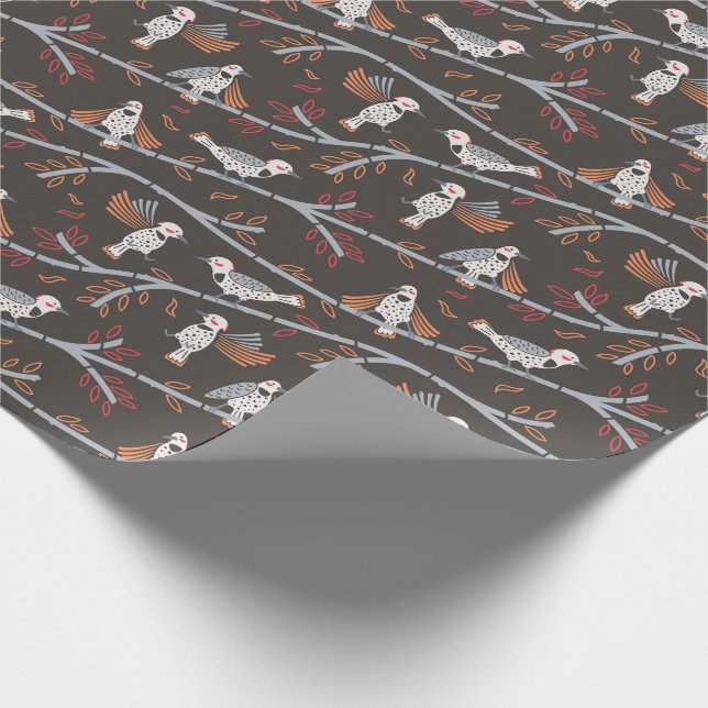 N är för Northern Flicker - Wrapping Papper Presentpapper (Hörn)