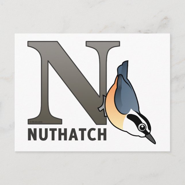 N är för Nuthatch Vykort (Framsida)