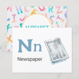 N är för tidning - Alfabetets Flash-kort Vykort