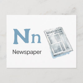 N är för tidning - Alfabetets Flash-kort Vykort