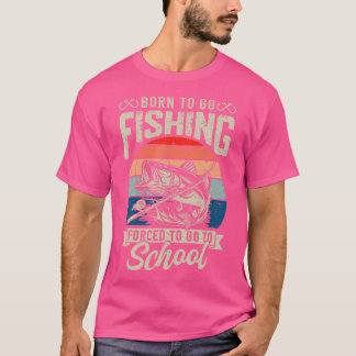 n Boys Fishing Forced To Go To School Bass Fish T Shirt