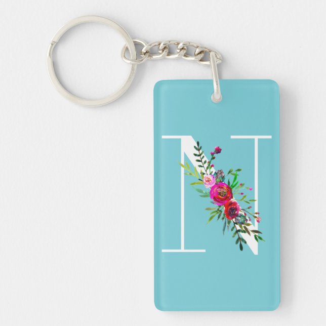 N Brev Initial Monogram Blommigt Anpassningsbar Fä (Framsidan)