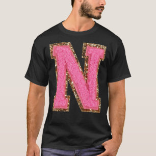 N - Bubblegum Glitter Varsity Brev Patches Stick T Shirt