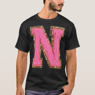 N - Bubblegum Glitter Varsity Brev Patches Stick T Shirt