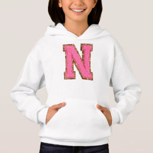 N - Bubblegum Glitter Varsity Brev Patches T Shirt
