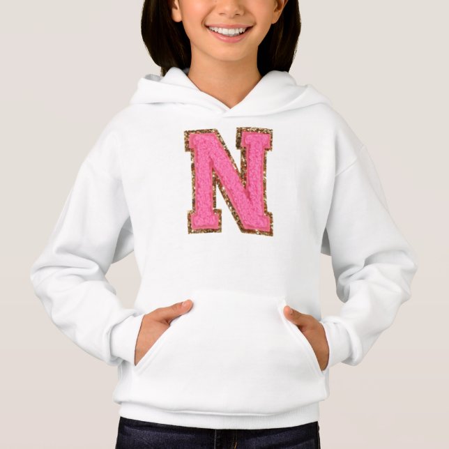 N - Bubblegum Glitter Varsity Brev Patches T Shirt (Framsida)