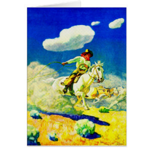 N. C. Wyeth cowboy Hälsningskort
