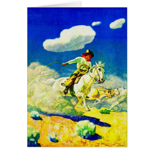 N. C. Wyeth cowboy Hälsningskort (Framsidan)