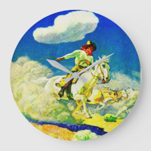N. C. Wyeth cowboy Stor Klocka
