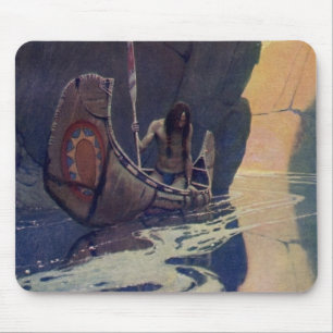 N. C. Wyeth Indian Kanot Paddling Illustration Kon Musmatta