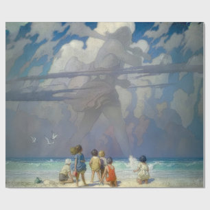 N.C. Wyeth Jätten 1923 Vintageillustration Presentpapper