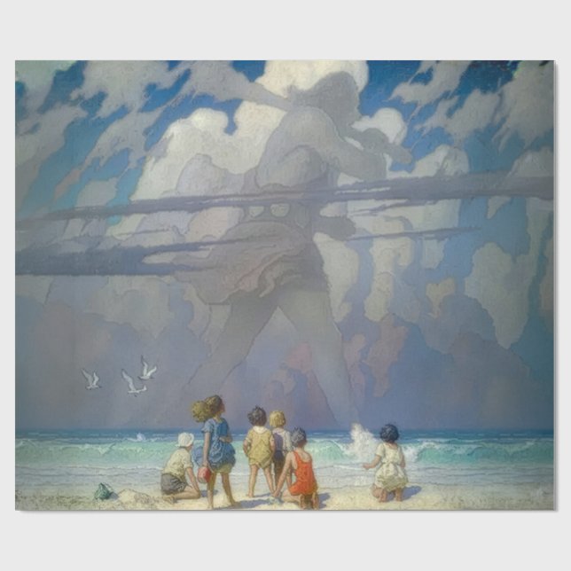 N.C. Wyeth Jätten 1923 Vintageillustration Presentpapper (Platt)