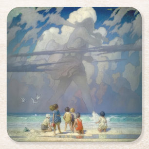 N.C. Wyeth Jätten 1923 Vintageillustration Underlägg Papper Kvadrat