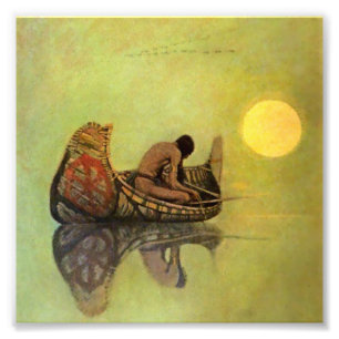 N C Wyeth västerländsk målning ”Den tysta fiskaren Fototryck