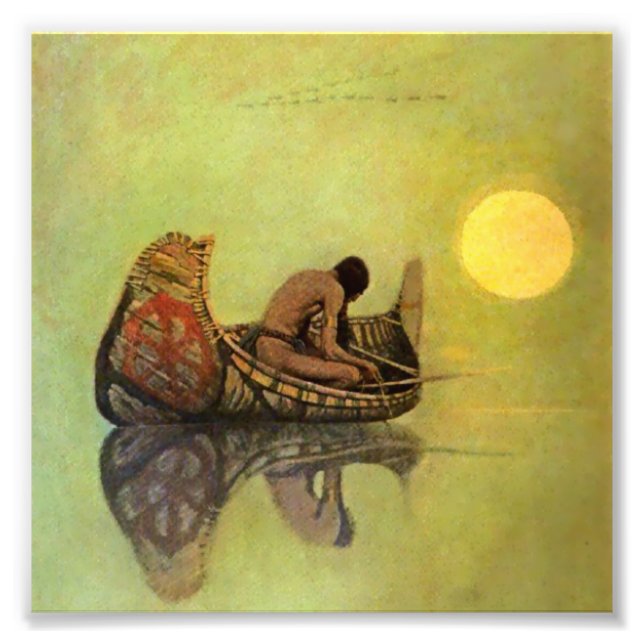 N C Wyeth västerländsk målning ”Den tysta fiskaren Fototryck (Framsidan)
