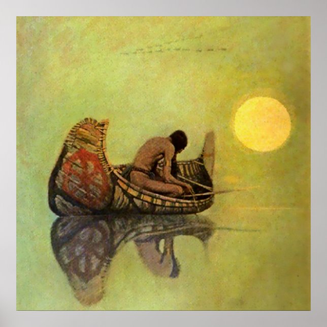 N C Wyeth västerländsk målning ”Den tysta fiskaren Poster (Framsidan)