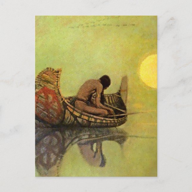 N C Wyeth västerländsk målning ”Den tysta fiskaren Vykort (Framsida)