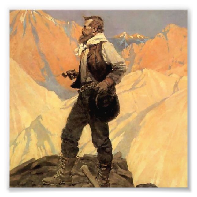 N C Wyeth västerländsk målning ”Gruvarbetaren” Fototryck (Framsidan)