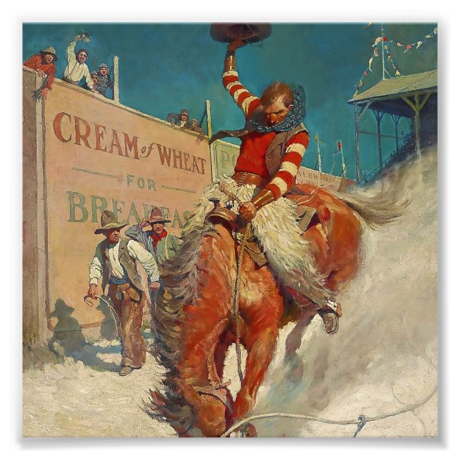N C Wyeth västerländsk målning ”The Rodeo” Fototryck (Framsidan)